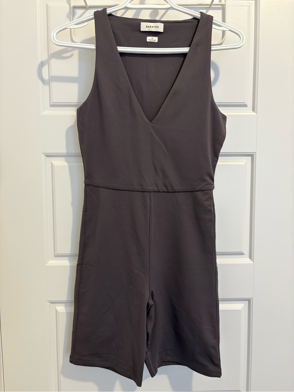 Babaton One-Shoulder Charcoal Gray Romper Dress